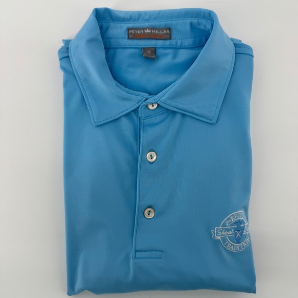 Peter Millar Polo Shirt Mens M Blue Summer Comfort Regions Tradition Shoal Creek - Picture 9 of 11